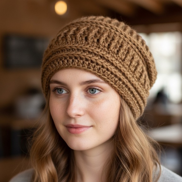 NEW Boho Luxe Handmade Crochet BeanieWarm Textured & Timeless